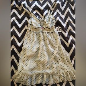 NWT Jessica Simpson Black Polkadot Nighty with Matching Thong Set